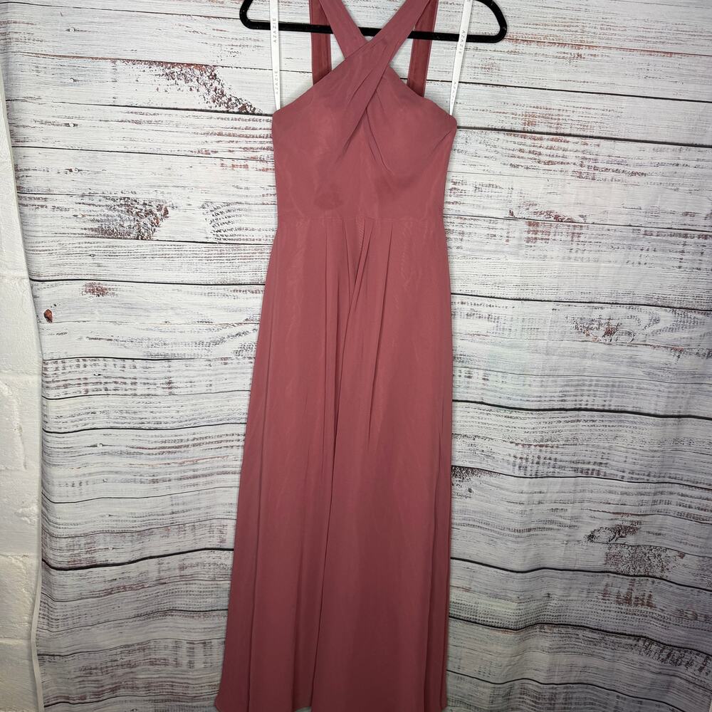 Azazie Dixie  Amethyst A-Line Halter Pleated Chiffon Dress 2 - Picture 8 of 8